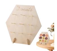 Wooden Donut Stand - Wooden 9-Peg Doughnuts Exhibition Rack - Donut Display Rack for Cafe Buffet Centerpieces Dining Table Christmas Wedding Birthday Catering