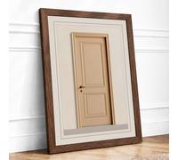 Wooden Door in Repose Minimalist Framed Wall Art Print A2 (59.4×42cm) Walnut, Wall Decor for Living Room, Bedroom, Office & Home, Ready to Hang, Art Gift