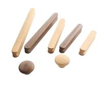Wooden Door Knobs, Wooden Handles 6Pcs Solid Wood Cabinet Handles Eco-Friendly Drawer Pulls for Room Furniture Wooden Cabinets Pull(Walnut-Mushrooms)
