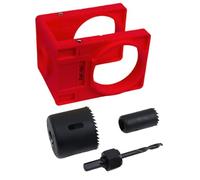 Wooden Door Lock Installation Kit - Adjustable Hole Saw, No-Drill Security Lock, Suitable for Interior Doors, Red