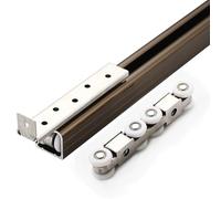 Wooden Door Overhead Track Assembly Kit, Rustproof Aluminum Track, Quiet Bearings, Elastic Stopper, Easy Installation for Kitchen/Balcony(Champagne,1.2m/3.9ft)