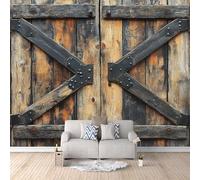 Wooden Door Photo Wallpaper Country Retro Wooden Door Pattern Wallpaper Mural 3D Art Print, Non-Woven Wall Paper, Decoration Poster Picture Mural 500 × 280 cm / 196.8" × 110" for Living Room Bedroom
