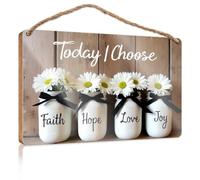Wooden Door Sign Choosing Faith, Hope, Love, And Joy Today Wooden Sign Family Wall Decor Porch Funny Signs(15X28CM)