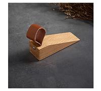 Wooden Door Stopper Non-Slip Security Wood Door Wedge with Leather Strap for Hanging Door Stopper 1Pack, in House Bedroom Office Living Room Hotel Cabin