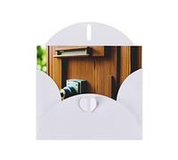 Wooden Doors And Lock Print Blank Greeting Cards, Love Buttons, Pearl Paper Envelopes Suitable For Various Occasions - Anniversary Cards, Thank You Cards, Holiday Cards, Wedding Cards, Congratulations