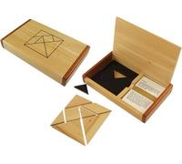 wooden double Tangram in wooden case with 60 design cards and instruction book