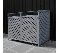 Jack Stonehouse Grey Double Wheelie Wooden Bin Storage - Size: 3 x 5ft - Wilko