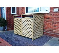 Wooden Double Wheelie Bin Storage - Natural