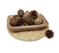 hanlin Wooden Dough Bowl Decor, Vintage Wooden Bowl Hand Carved Home Decor for Dining Table Center, Living Room, Kitchen Decor