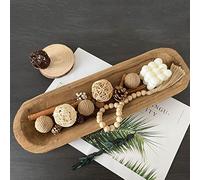 Wooden Dough Bowls Decorative，Rustic Bread Long Bowls Decor Wood Tray, Hand Carved For Table Centerpiece Decor, Home Decor (20*6*2 inch Brown)