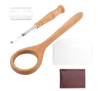 Wooden Dough Whisk, Wooden Sourdough Bread Baking Supplies with Bread Cutter Stainless Steel Blades Holster Plastic Scraper Danish Dough Whisk for Bread Making