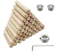 Wooden Dowel, CESFONJER 8 mm Dowel Kit, 55 pcs Wooden Dowel Pins, 2 pcs Dowel Pin Center and 1 pcs Drill Depth Stop, with Hex Wrench for Grooved Fluted, Craft, DIY, Carpentry