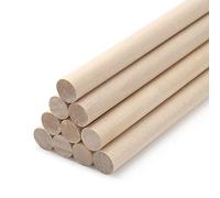 Wooden Dowels Wooden Sticks for Crafts 1.25 cm x 30 cm, 10 PCS Wood Dowel Rods, Round Wood Sticks for Macrame, Unfinished Hardwood Sticks for Crafting, Tiered Cake Support, and Wedding Ribbon Wands