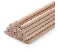 Wooden Dowels Wooden Sticks for Crafts, 30 PCS 8mm x 30cm Wood Dowel Rods, Round Macrame Sticks, Unfinished Hard Wood Stick for Crafting, Arts and DIYers, Tiered Cake Support and Wedding Ribbon Wands