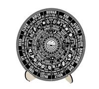 Wooden Dowsing Board Calendar with Display Stand 10.00inch Engraved Astrolabe Letters Dates for Decision Making Home Decor- Style B