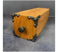 Wooden Drawer Box Magic Trick Prop for Magicians, Wine Bottle Production & Vanish Illusion, Stage Close Up Magic Appearance Box with Vintage Metal Corner Design