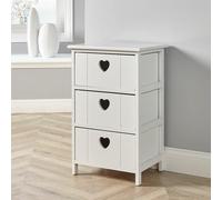Wooden Drawer Chest Storage Unit Bedroom Organiser Bedside Love Hearts Home Source White One Size