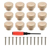 Wooden Drawer Knobs Cabinet Round Flat 12PCS Drawers in Wood Handles Cupboard Knobs Door Handle Kitchen Cupboard Handles KnobsChest of Drawers Woodens Door Knob Cupboards Wood Drawer-Knob 35mm/1.37''