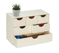 Relaxdays Chest of Drawers, Wooden, 6 Compartments, Self Design, Clothes Storage, Office, HxWxD 28 x 40 x 20 cm, Natural