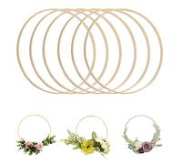 Wooden Dream Catcher Hoops, Bamboo Wreath Ring, 6Pc Bamboo Hoops 20cm, Wooden Rings for Macrame, Floral Circle for Christmas Wedding Craft DIY Garland Deco