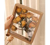 Wooden Dried Flower Photo Frame Dried Flower Display Stand Decorative Floating Photo Frame DIY Display Box, Suitable for Dried Flowers, Handicrafts, Baby Souvenirs and Photos (Primary color)