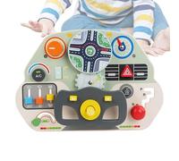 Wooden Driving Toy, Wooden Educational Sensory Game | Preschool Car Drives Steering Wheel Activity, Travel Toy, Pretending to Play