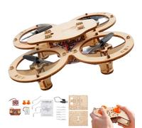 Wooden Drone Model Kit, DIY Wooden Assembly RC Drone Kit, RC Quadcopter Building Kits with 4-Axis Flight, STEM Interactive Educational Science Kits Gift for Boys, Teens and Adults