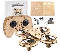 Wooden Drone Model Kit, DIY Wooden Assembly RC Drone Kit, RC Wooden DIY DroneModel, Remote Control Aircraft Training RC Drone Quadcopter, Educational Science Kits for Boys Girls
