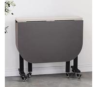 Wooden Drop Leaf Dining Table, Folding Dining Table with 6 Wheels, Foldable Kitchen Table with Carbon Steel Bracket, Foldable Extendable Space Saving Furniture, Foldable in 3 Forms, Easily B LWX