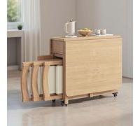 Wooden Drop Leaf Folding Kitchen Table Set with 6 Chairs Extendable Mobile Dining Furniture for Restaurants & Living Rooms 1. Wood Color