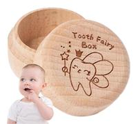 Wooden Dropped Tooth Keepsake Storage Box - Tooth Fairy Holder, Place Under Pillow Milk Teeth Container Box | Inspire Wonder Storage Case with Celebrate Your Child's Milestones, Birthday Present