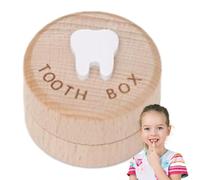 Wooden Dropped Tooth Keepsake Storage Box - Tooth Fairy Holder, Place Under Pillow Milk Teeth Container Box | Inspire Wonder Storage Case with Celebrate Your Child's Milestones, Birthday Present