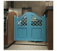 Wooden Dual Swinging Coffee Doors with Windows, Mediterranean Blue Swing Half Waist Doors, Parlor Butler Door, Room Divider for Bar, Kitchen, Counter Entrance(90x90cm (35.4x35.4in))