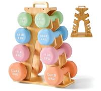 Wooden Dumbbell Rack Stand, Heavy Duty Weight Rack for Home Gym Organization, Compact Dumbbell Stand for Space Saving, Small Weight Storage for 3-7kg Dumbbells in Home/Office/Studio