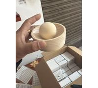 Wooden Dumpling Skin Maker, Pine Wood Dough Presser for Home Kitchen DIY, Manual Empanada Maker Press with Ball and Bowl Design for Gyoza, Bao Buns, Pastries, 3.9 in Round Smooth Skin Pressing Tool