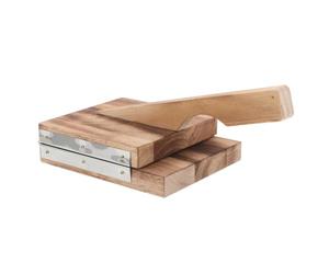 Wooden Dumpling Skin Maker Press Tool for Home Kitchen Use | Stainless Steel and Wood Build, Comfortable Grip, Reusable Manual Press, Coffee Finish, Beginner Friendly