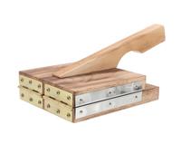 Wooden Dumpling Wrapper Press Tool Manual Dough Mold for Kitchen | Stainless Steel and Wood Build, Coffee Finish, Comfortable Grip, Easy Maintenance, for Homemade Gatherings