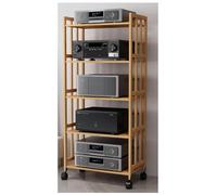 Wooden DVD Player Stand Shelf Audio Rack Tower & Media Cabinet - Floating Corner Shelves for Living Room & Office Movable Turntable Holder TV Stereo nizer