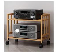 Wooden DVD Player Stand Shelf Audio Rack Tower & Media Cabinet - Floating Corner Shelves for Living Room & Office Movable Turntable Holder TV Stereo Storage Unit
