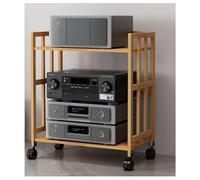 Wooden DVD Player Stand Shelf Audio Rack Tower Movable Turntable Holder Media Wall Unit Corner Shelves for Living Room & Office Stereo Cabinet Storage Solution