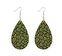 Wooden earrings for women dangle African wood hoop native american Natural Ethnic Earrings for halloween Fashion Jewellery Gift Supplies Greenish-golden Leopard Print leaf aretes vintage para