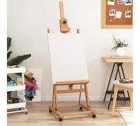 Wooden Easel Stand Natural Beech Wood 55x53.5x178cm Adjustable 105cm with Wheels