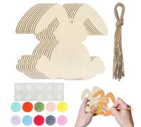 Wooden Easter Bunnies Ornaments - Blank Unfinished Holiday Decor,Easter Bunny Crafts - for Door Window Birthday Bedside Trees Indoor Thanksgiving Party Offices Car