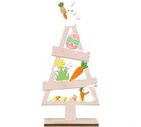 Wooden Easter Bunny And Egg Ornament For Mini Desktop Decor Holiday Home Office Party Festive Tabletop Display Natural Style (Style B)