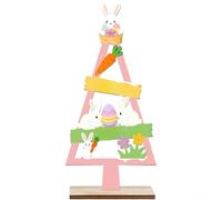 Wooden Easter Bunny And Egg Ornament For Mini Desktop Decor Holiday Home Office Party Festive Tabletop Display Natural Style (Style A)
