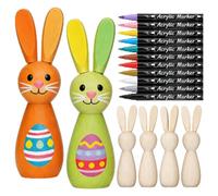 Wooden Easter Bunny Decor, Seasonal Rabbit Figure, 1set, Rabbit Figures Blank, Easter Unfinished Wooden Peg Dolls, Creative Display Design, for Teens Adults Art Lovers Teachers