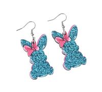 Wooden Easter Bunny Rabbit Earrings Cute Leopard Print Rabbit Drop Dangle Earrings Flower Bunny Earrings for Women Holiday Jewelry Gifts, Wood, No Gemstone