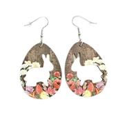 Wooden Easter Bunny Rabbit Flower Egg Earring Animal Earrings for Women Spring Cottage Core Earrings hollowed-out Bunny Carved Earring, 1, Resin, No Gemstone