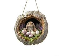Wooden Easter Bunny Spring Wreath for Seasonal Festive Display on Doors Interior Walls and Window Areas (GJ831-010)