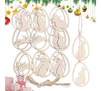 Wooden Easter Egg Ornaments - 20% Unfinished Hollow Cut-Outs, Empty Hanging Craft Pieces, Natural Wood Shapes for Easter Party Decoration, Wedding Crafts, Children's Art Projects, Spring House